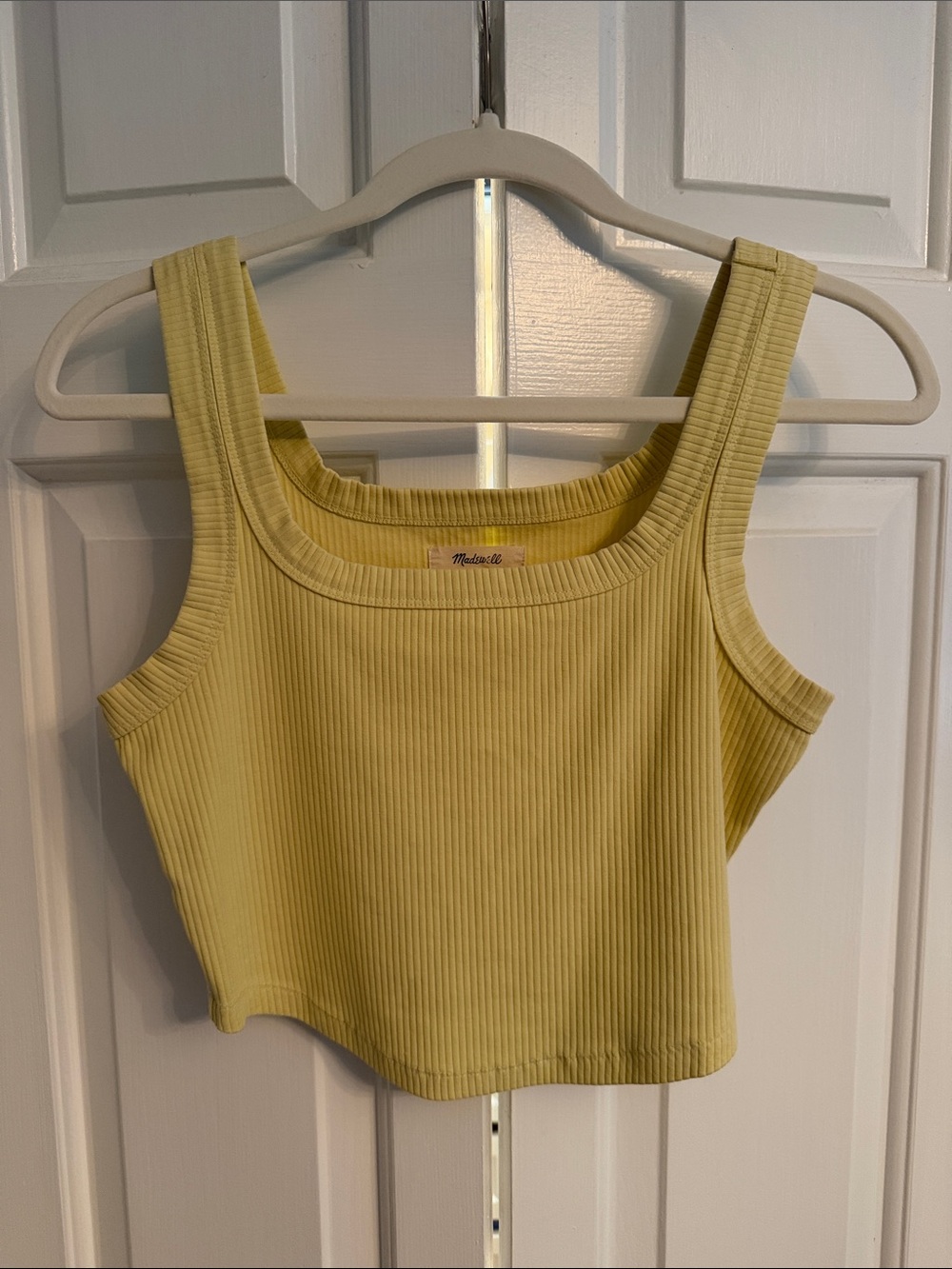 Madewell Ribbed Square-Neck Crop Tank - Pale Yellow